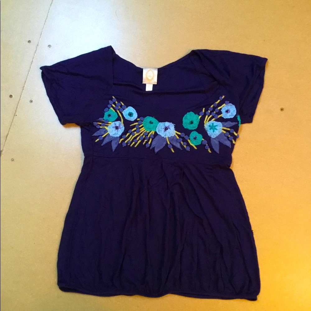 Ric Rac embroidered floral knit top from Anthropologie